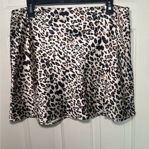 Leopard Print Women's Satin Skirt